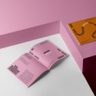 Two square magazine with playful typography design form studio magazine mockups.