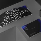 Three horizontal magazine with black modern design on black cubes from studio magazine mockups.
