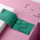 Three horizontal magazine with playful typography design form studio magazine mockups.