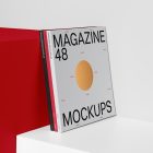 Three a4 magazine mockup with hot stamping design from studio magazine mockups.