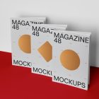 Three a4 magazine mockup with hot stamping design from studio magazine mockups.