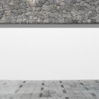 Front view, rectangle white space built into a stone gray wall from storefront mockups product.