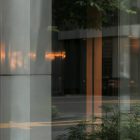 Front view, at an angle of 45 degrees, transparent clean glass from storefront mockups product.