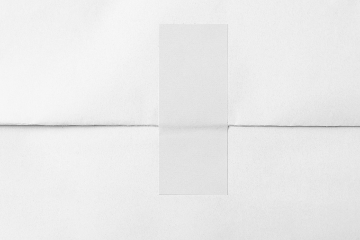 View from above, white wrapping paper mockup with white label on it.