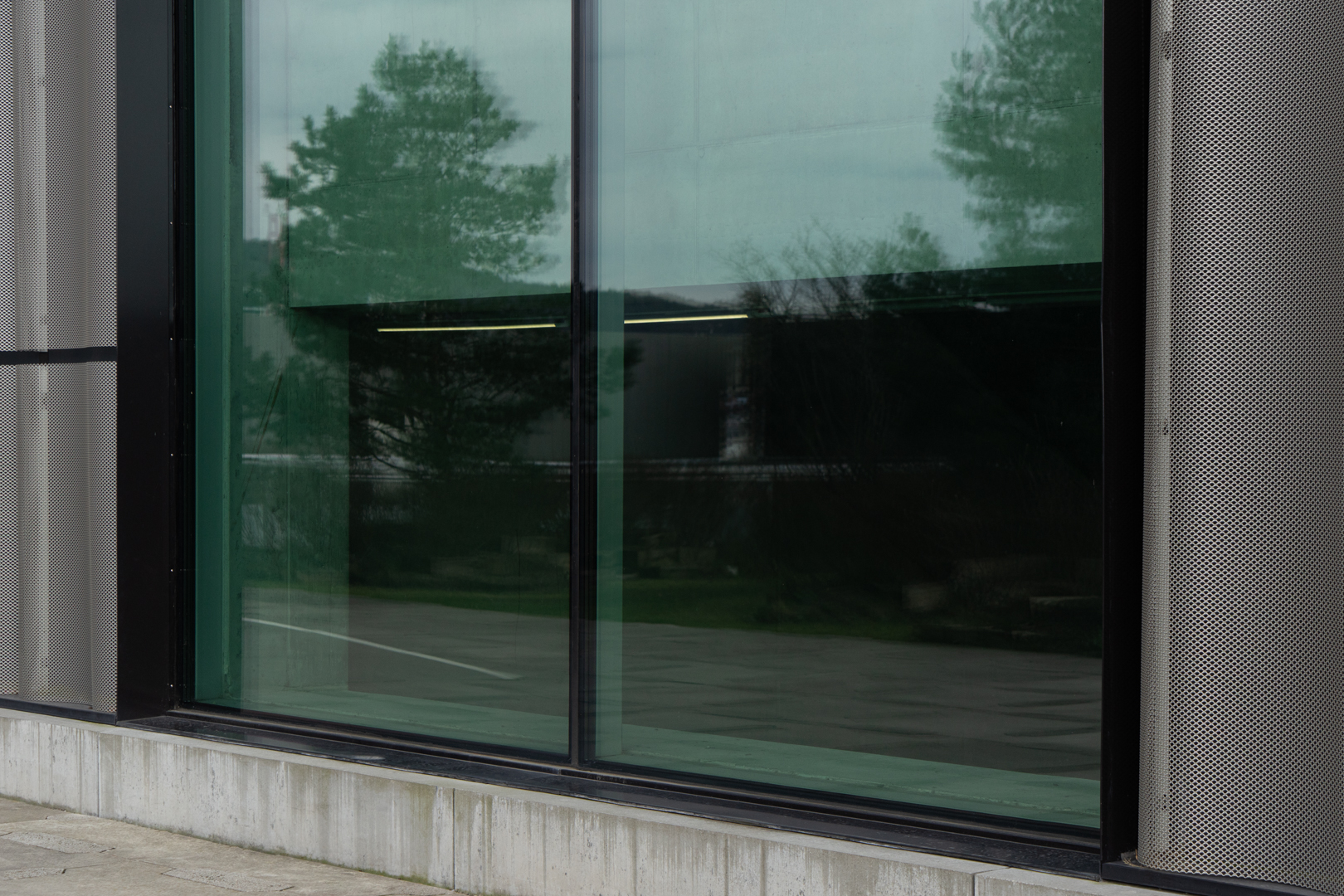 Front view, Transparent Window Mockups. The windows are built into the building. Scene from our Museum Mockups product.