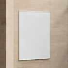 Front view, Hanging White Banner Mockup in front of a beige brick colored wall. Scene from our Museum Mockups product.