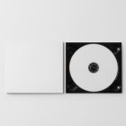 Viewed from above, CD Digipack Mockups presents an open white disc package lying on the white background.