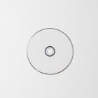 Viewed from above, CD Digipack Mockups presents a white disc lying on the white background.