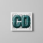 Viewed from above, CD Digipack Mockups presents white disc packaging with nice black serif typography and 3D graphics lying on the gray background.