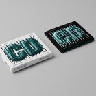 Viewed from above, CD Digipack Mockups presents two disc packaging in white and black colors with nice serif typography and 3D graphics lying on the gray background.