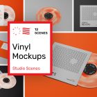 Product cover image from Vinyl Mockups showing six scenes from the product.