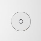Viewed from above, DVD Mockups presents a white disc lying on the white background.