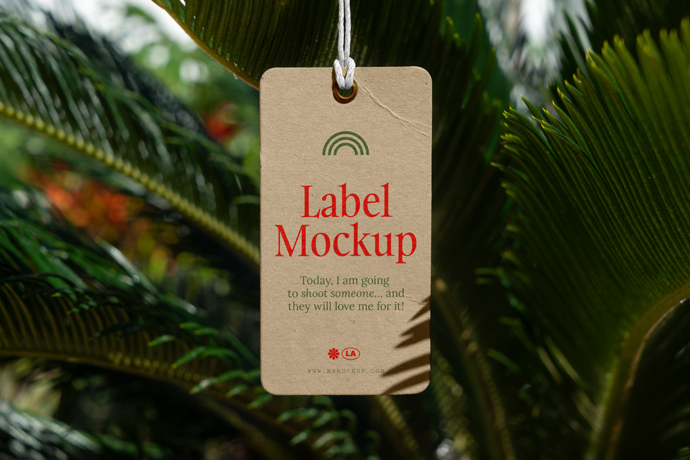Free Front View Hanging Label Mockup — Mr.Mockup