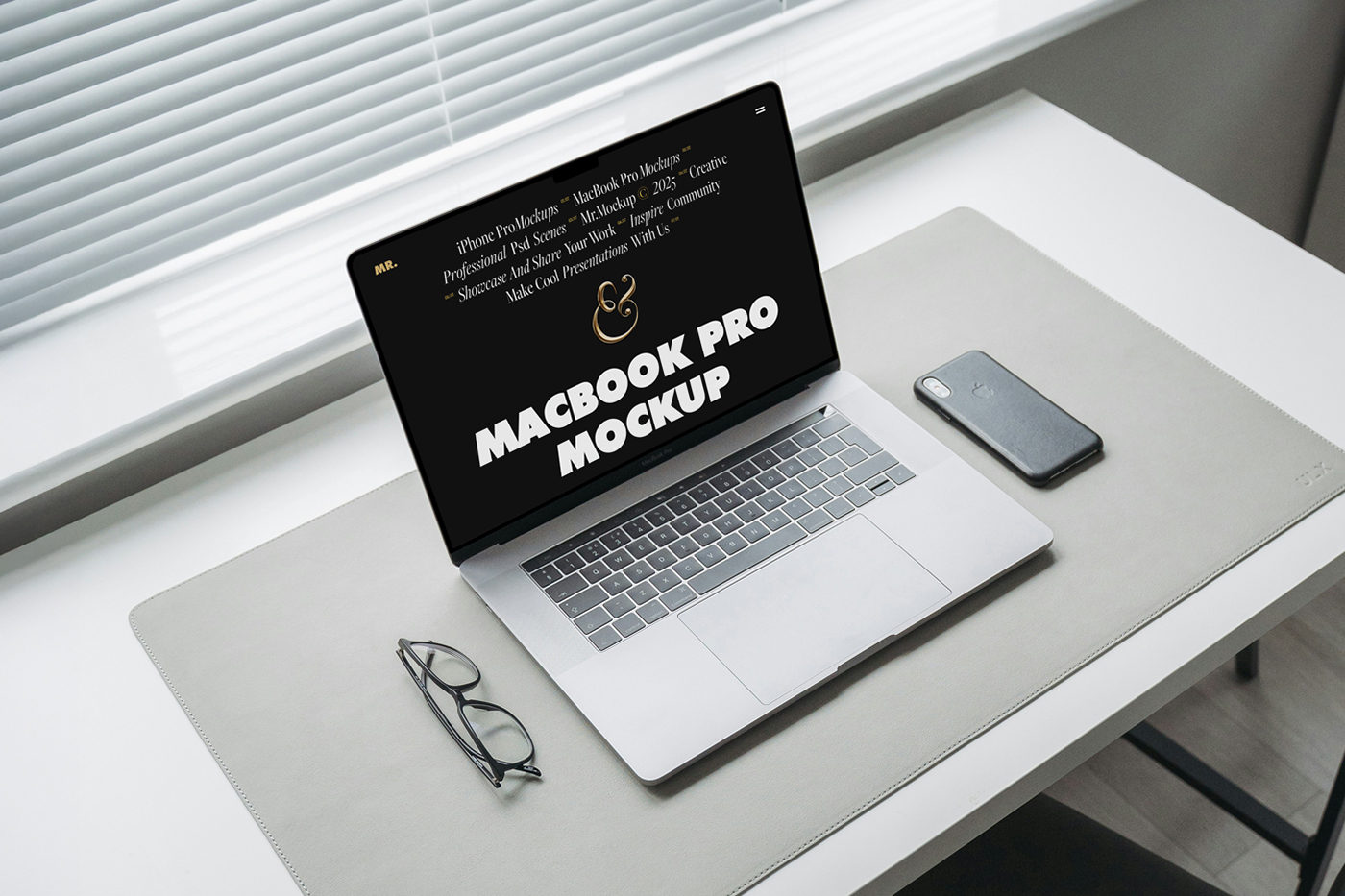 Free Home Office MacBook Pro Mockup — Mr.Mockup