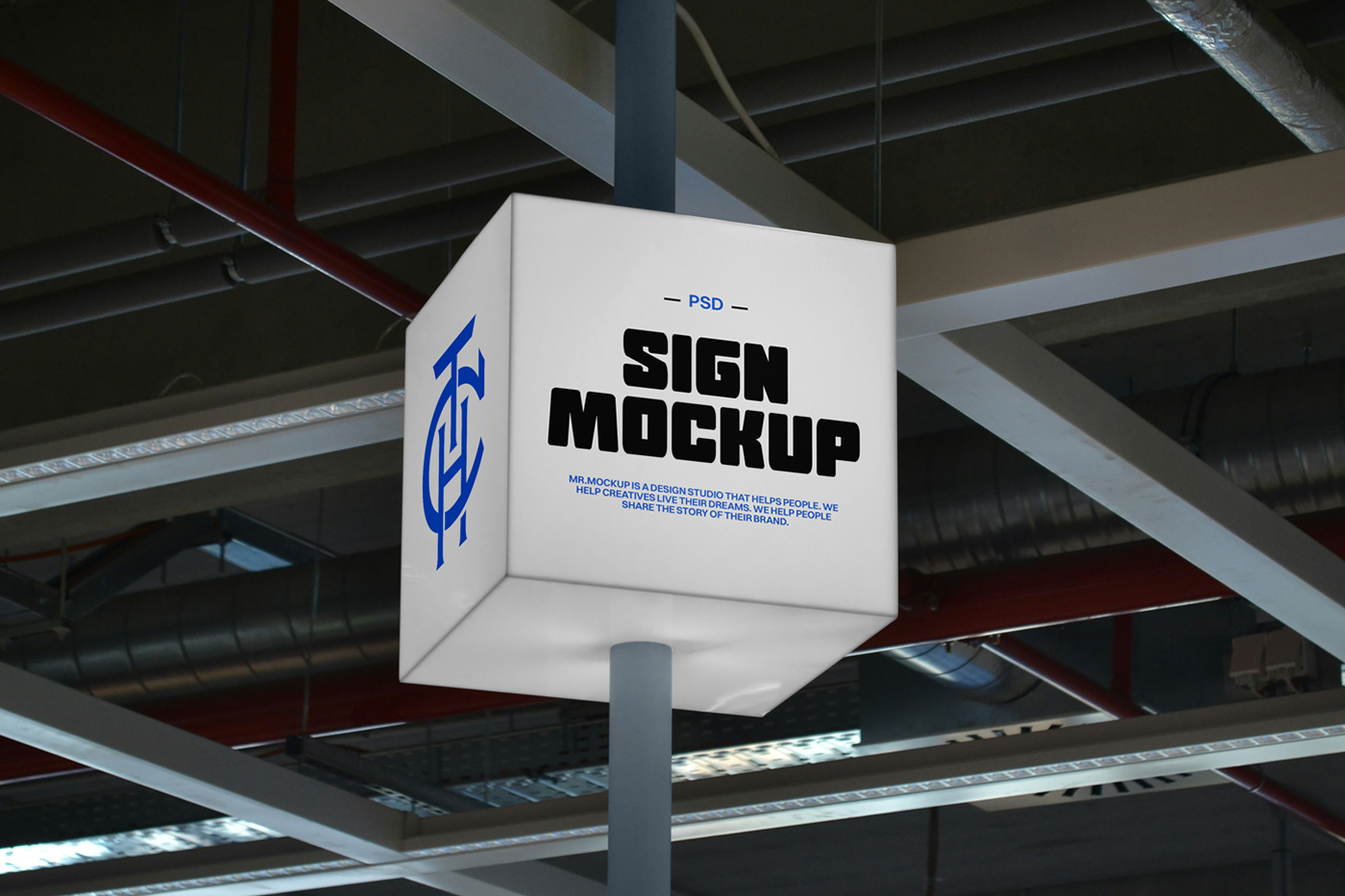 Free Square Shape Signage Mockup — Mr.Mockup