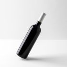 Front view, scene from Studio Wine Mockups of a levitating black wine bottle on the white background.