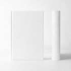 Front view, two white hardcover book mockups perfect for cover design and branding presentation standing on the white background.