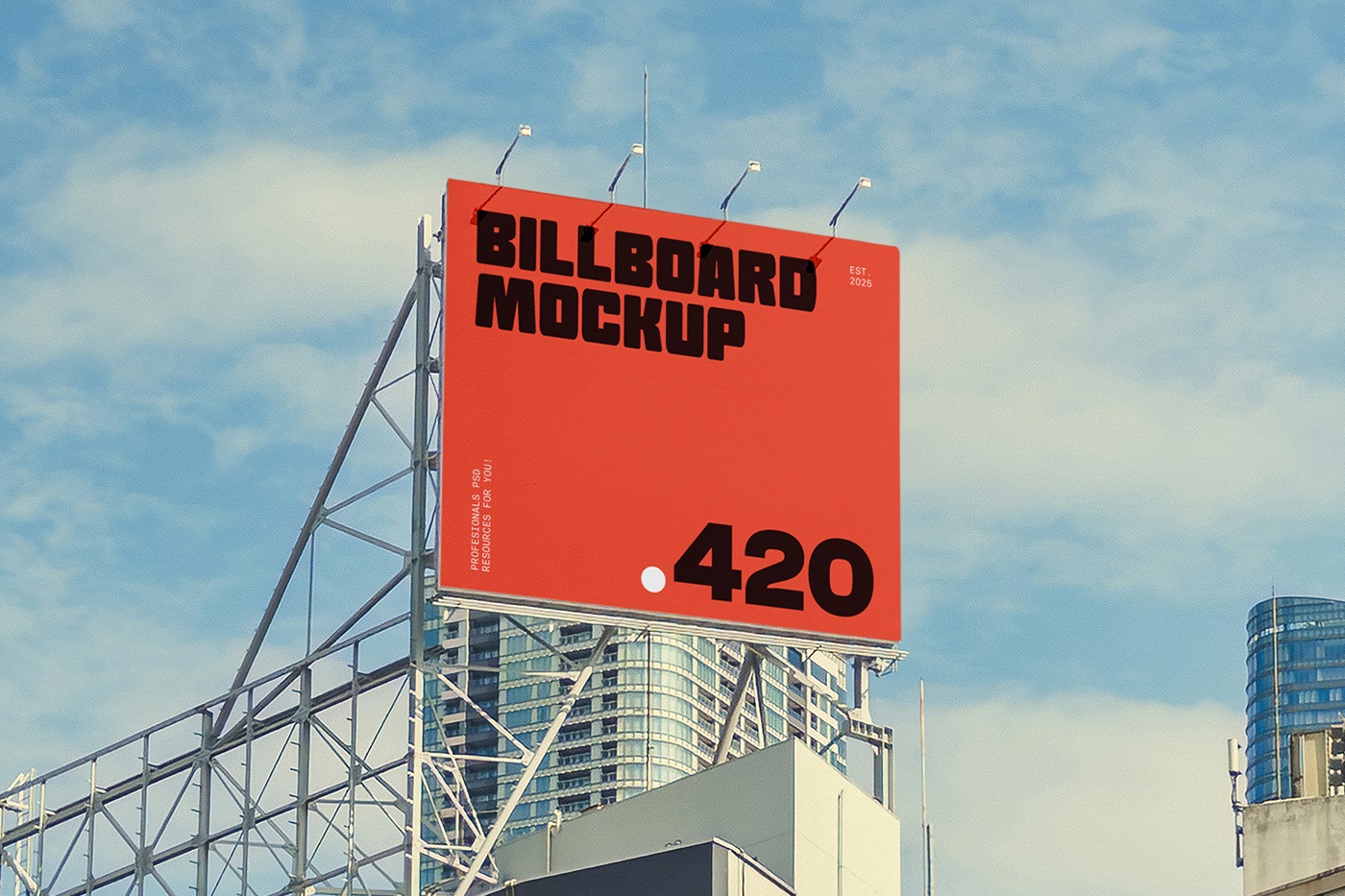 Free Billboard on Top PSD Mockup — Mr.Mockup