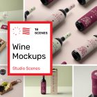 Product cover image from Studio Wine Mockups showing six scenes from the product.