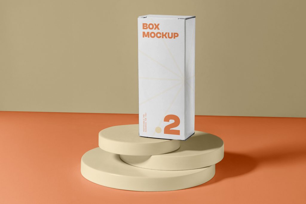 Free Box Standing on Stands Mockup — Mr.Mockup