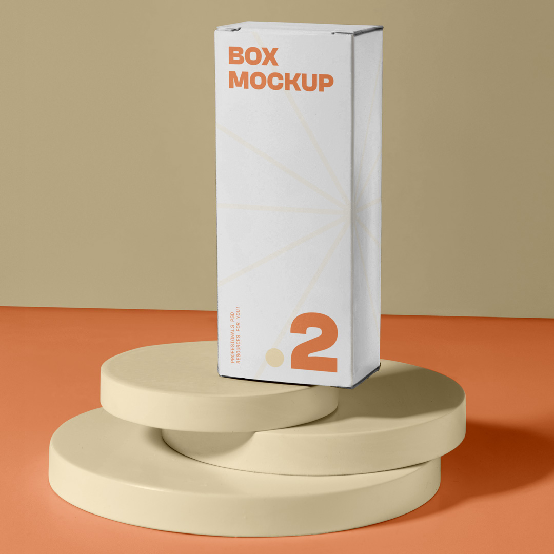 Free Box Standing on Stands Mockup — Mr.Mockup