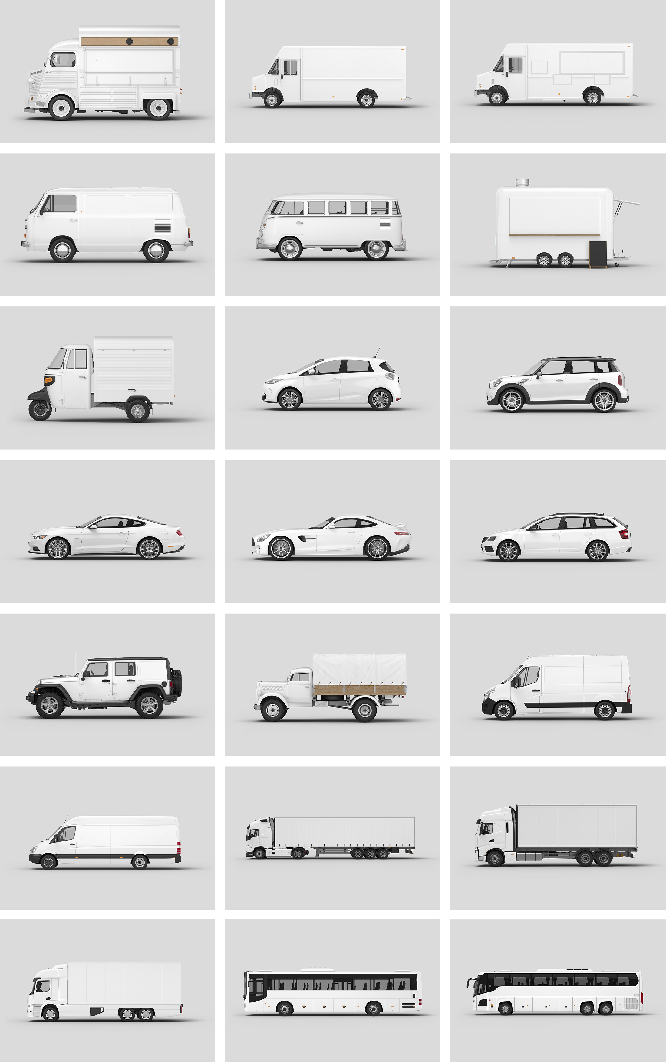 Compilation of all scenes from the Vehicle Mockups.