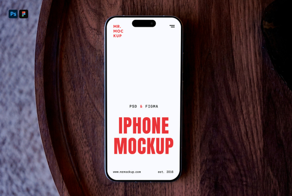 Free Device Lying on Wooden Table Mockup