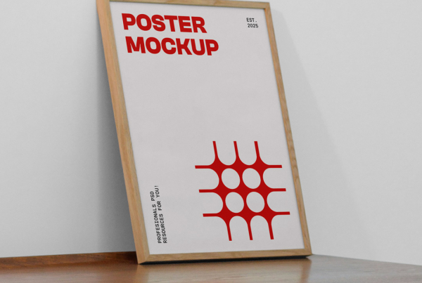 Free Poster on Vintage Desk Mockup