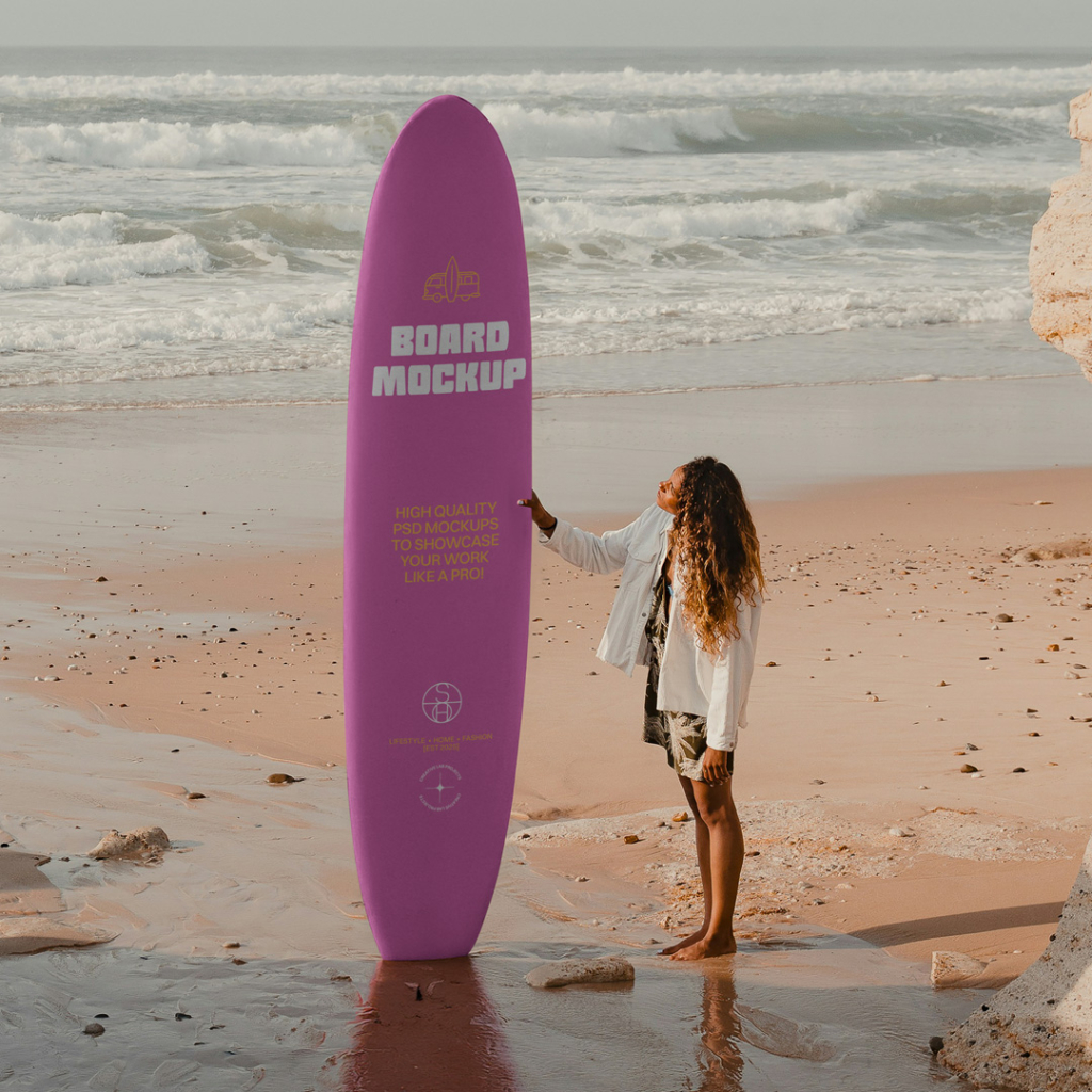 Free Standing Surfboard Mockup