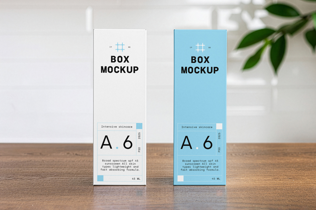 Free Two Vertical Boxes Mockups
