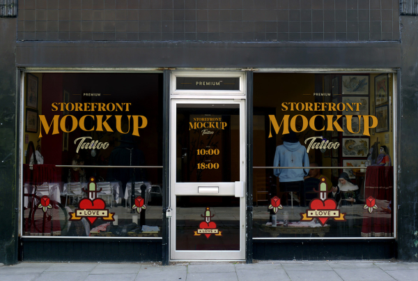 Free Tattoo Studio Storefront Mockup
