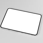 High-angle perspective of a fully open foldable smartphone lying flat, featuring a blank white screen on a plain background.