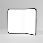Three-quarter view of a foldable smartphone mockup angled to the right, showing a blank white inner display on a light gray background.