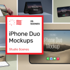 Product cover image from iPhone Duo Mockups showing six scenes from the product.
